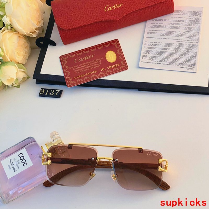 Close-up detail view of Cartier unisex sunglasses