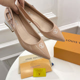 Louis Vuitton shoes Style 421 - front view, classic monogram styling