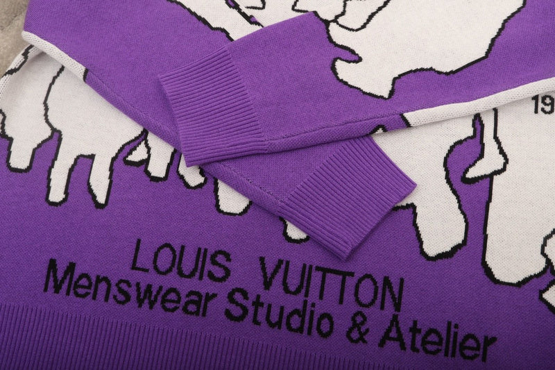 Full styled look of Louis Vuitton luxury clothing with logo-detail design