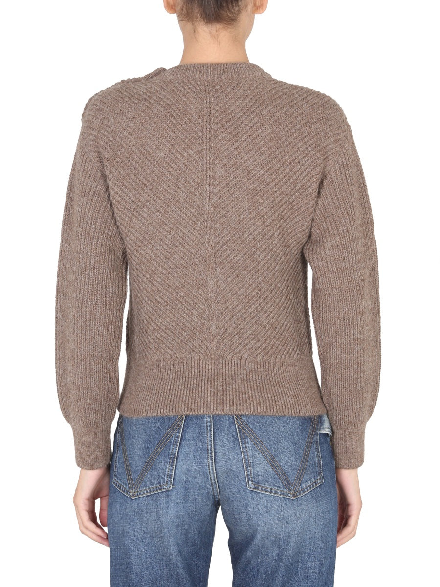 Bottega Veneta Sweaters? Bottega Veneta Women Alpaca Knit With Chevron Pattern Luxury Designer Knit Sweater