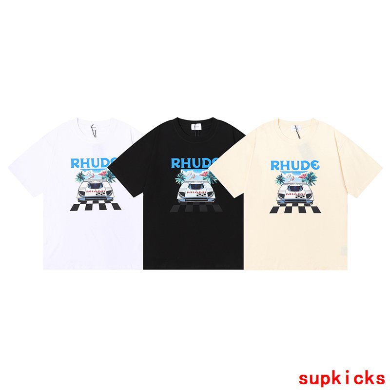Front view of Rhude luxury clothing with everyday silhouette