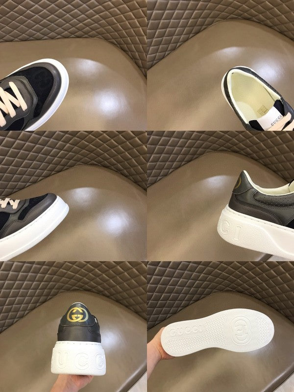 Side profile of Gucci clean off-white sneakers padded collar comfort