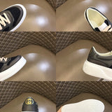 Side profile of Gucci clean off-white sneakers padded collar comfort