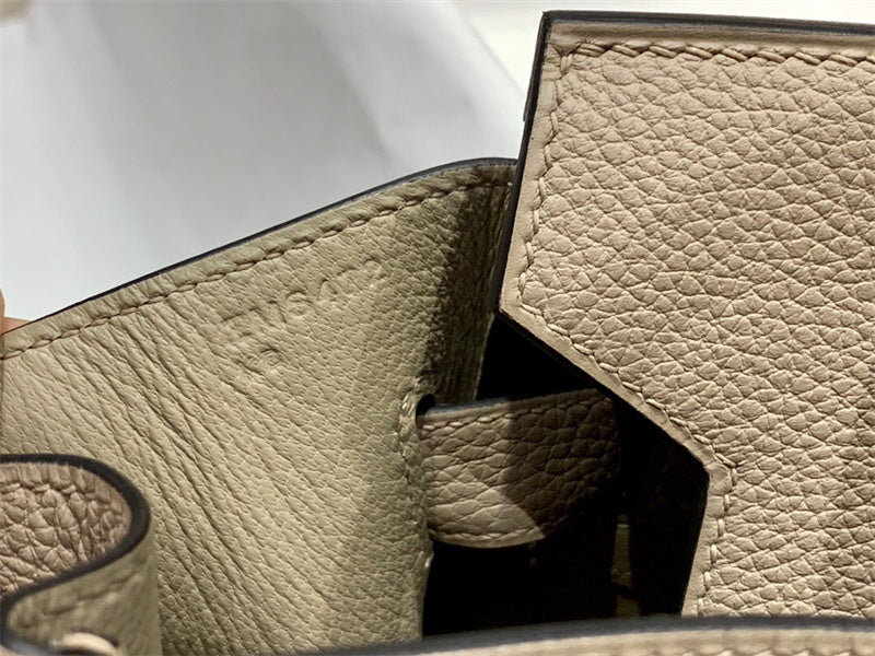 Side view of sleek structured handbag
