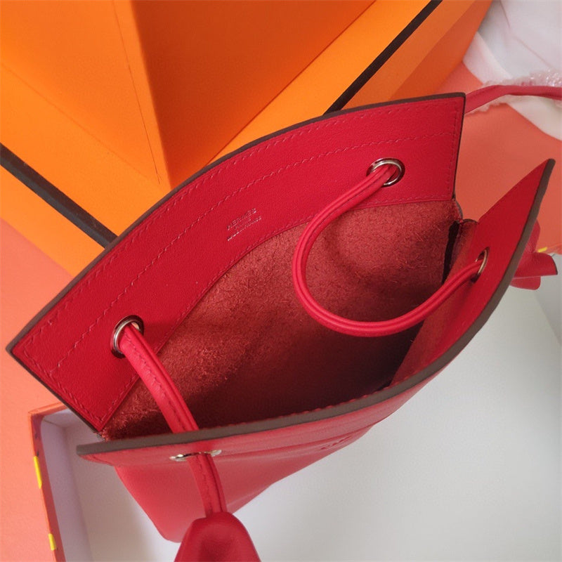 Side view of classic structured handbag