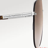 Close-up detail view of Louis Vuitton unisex sunglasses