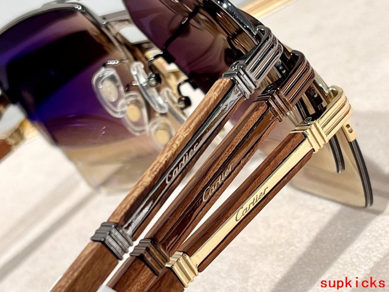 Close-up detail view of Cartier unisex sunglasses
