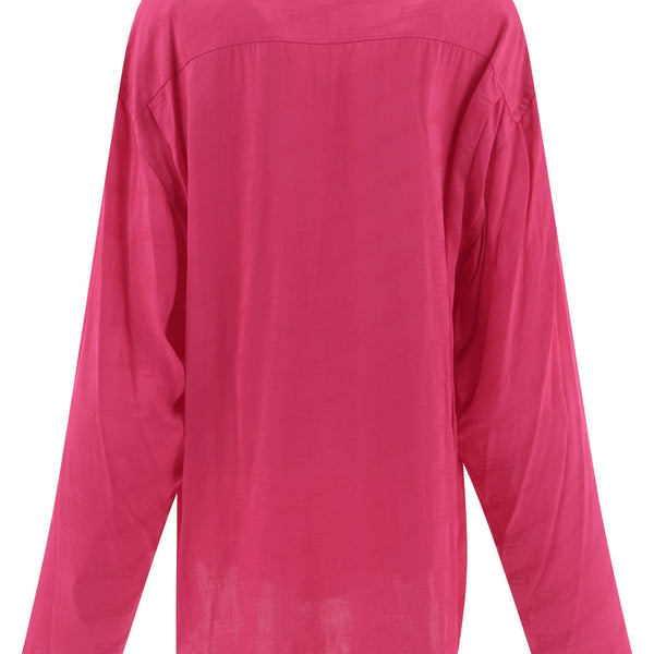 Balenciaga Tops? BALENCIAGA Jacquard Logo Regular Fit Long Sleeve Shirt for Women Premium Designer Casual Top