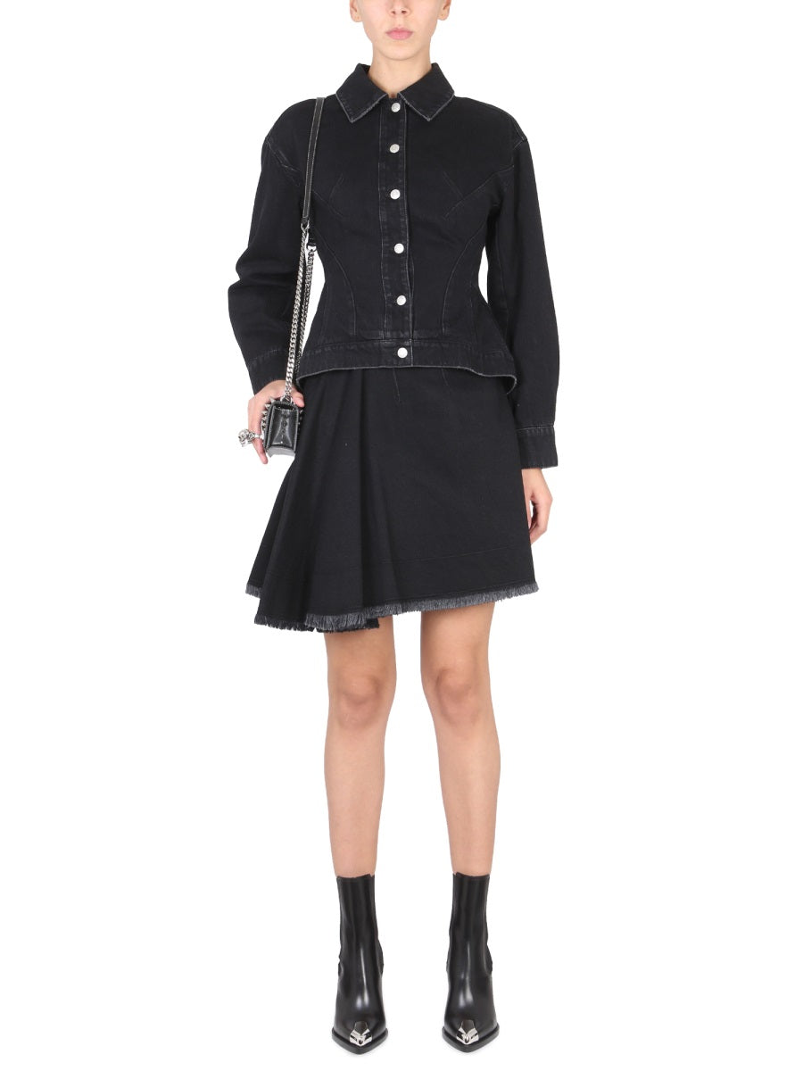 Alexander McQueen Skirts? Alexander Mcqueen Women Asymmetrical Mini Skirt Elegant Designer Casual Skirt