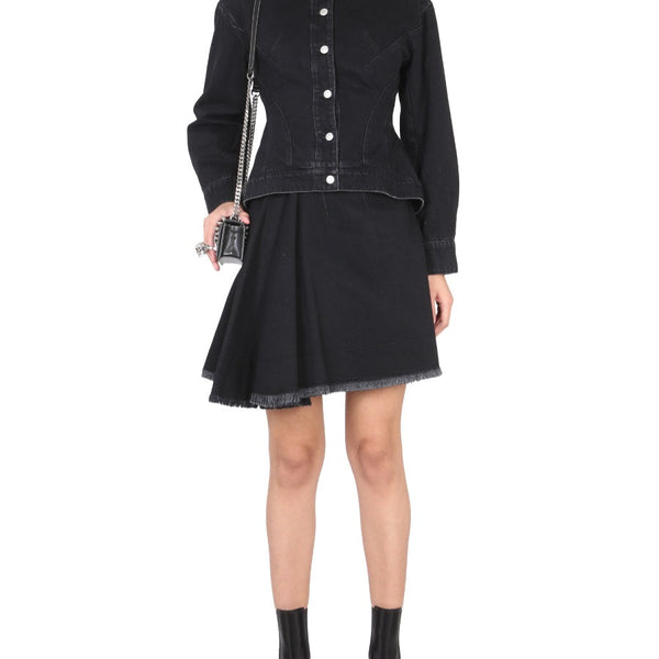 Alexander McQueen Skirts? Alexander Mcqueen Women Asymmetrical Mini Skirt Elegant Designer Casual Skirt