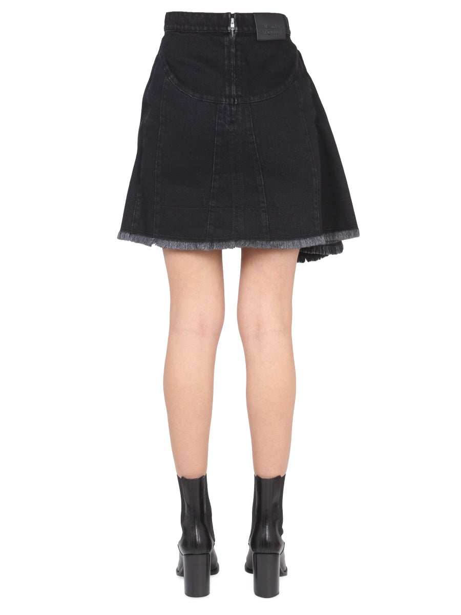 Alexander McQueen Skirts? Alexander Mcqueen Women Asymmetrical Mini Skirt Elegant Designer Casual Skirt