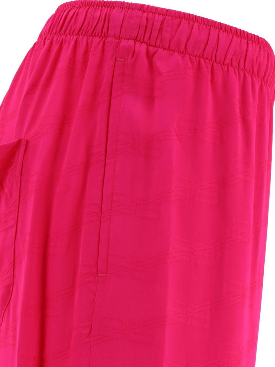 Close-up of Balenciaga pants hardware and fine stitching