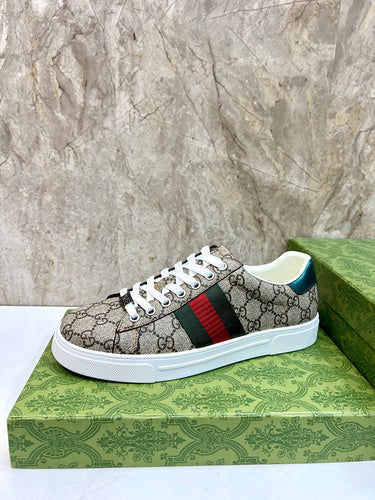 Gucci Designer sneakers in crisp white retro runner design front view