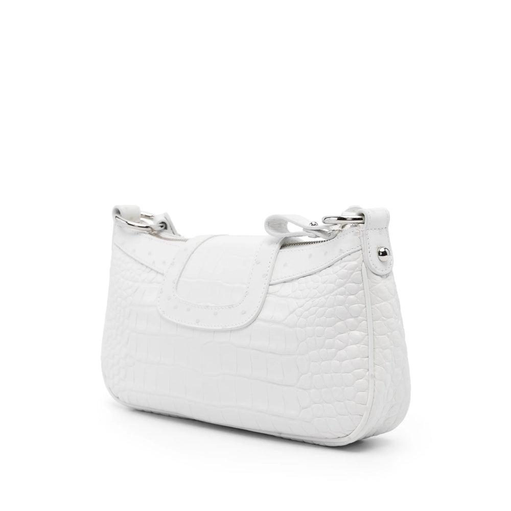 Close-up of Balenciaga cross body bags hardware and fine stitching