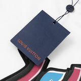 Close-up detail shot of Louis Vuitton cotton t-shirt with logo-detail design