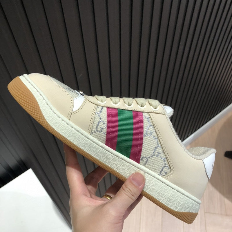 Gucci two-tone luxury sneakers view 5 signature lace-up style