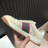Gucci two-tone luxury sneakers view 5 signature lace-up style