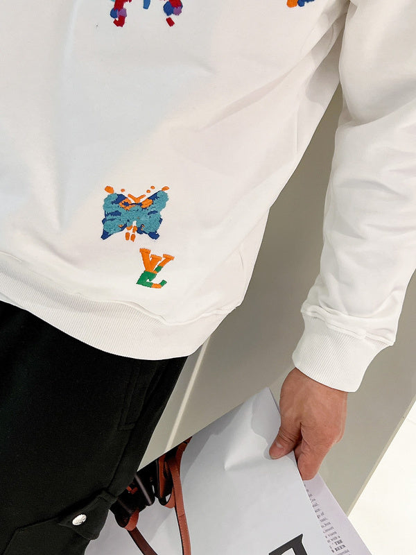 Close-up detail shot of Louis Vuitton luxury clothing with contemporary cut