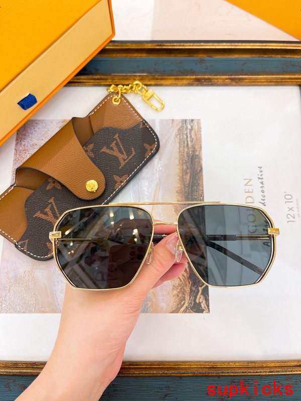 Close-up detail view of Louis Vuitton unisex sunglasses