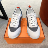 Hermès Camel High-Top Sneakers - Close-Up Texture View