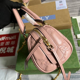 Side view of tailored structured handbag