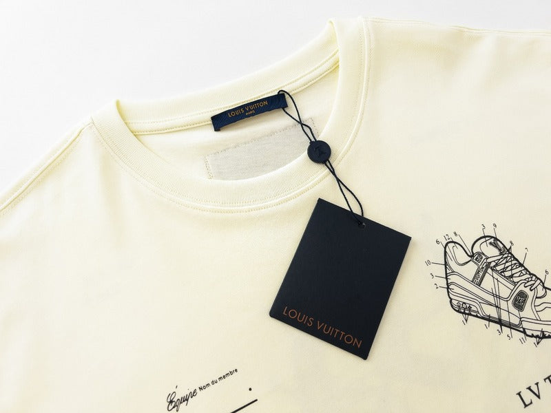 Flat lay presentation of Louis Vuitton cotton t-shirt with monogram-inspired silhouette