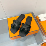Hermès Red Block Heel Sandals - Full Silhouette View