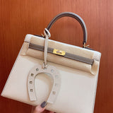 Side view of effortless structured handbag