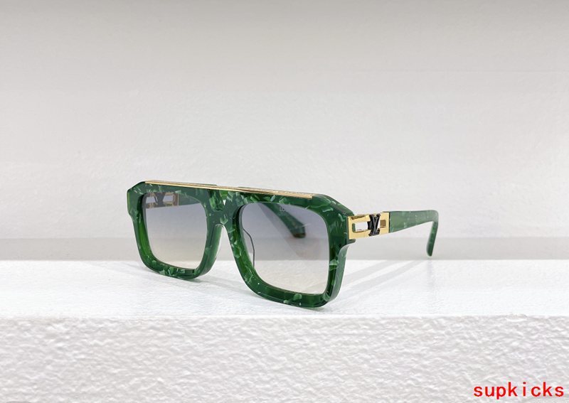 Close-up detail view of Louis Vuitton unisex sunglasses