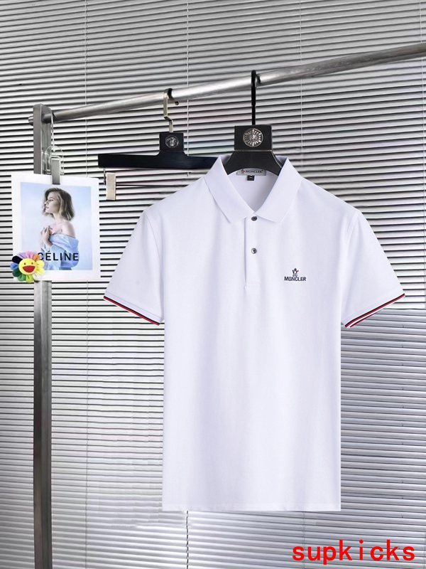 Side profile of Moncler luxury clothing with logo-detail design