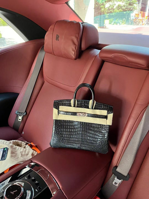 Side view of modernist structured handbag