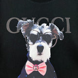 Close-up detail shot of Gucci luxury clothing with signature branding