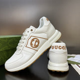 Gucci two-tone luxury sneakers view 5 signature lace-up style