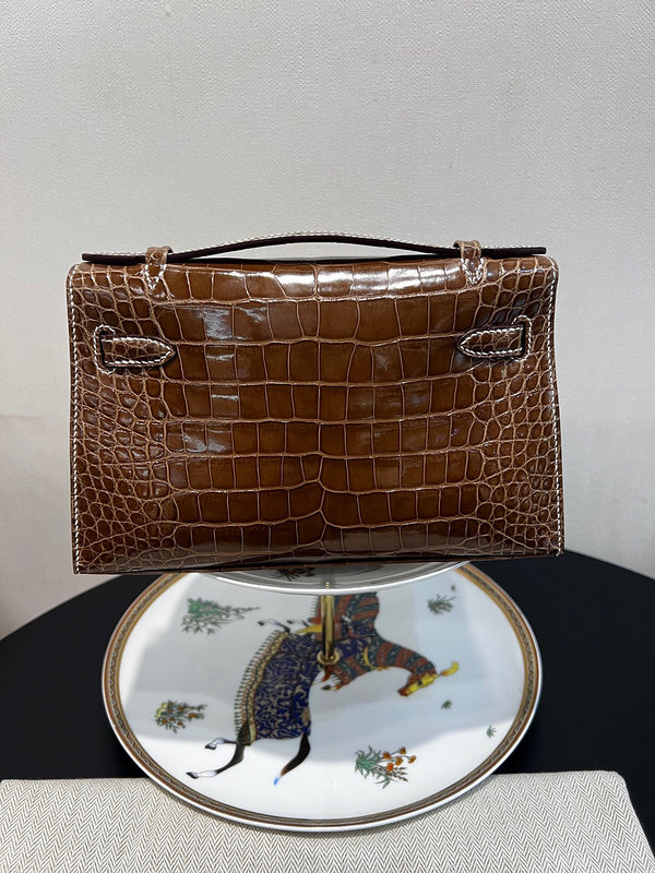 Sleek bag shown from front angle