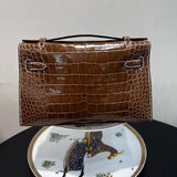 Sleek bag shown from front angle