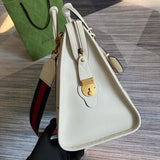 Side view of elegant structured handbag