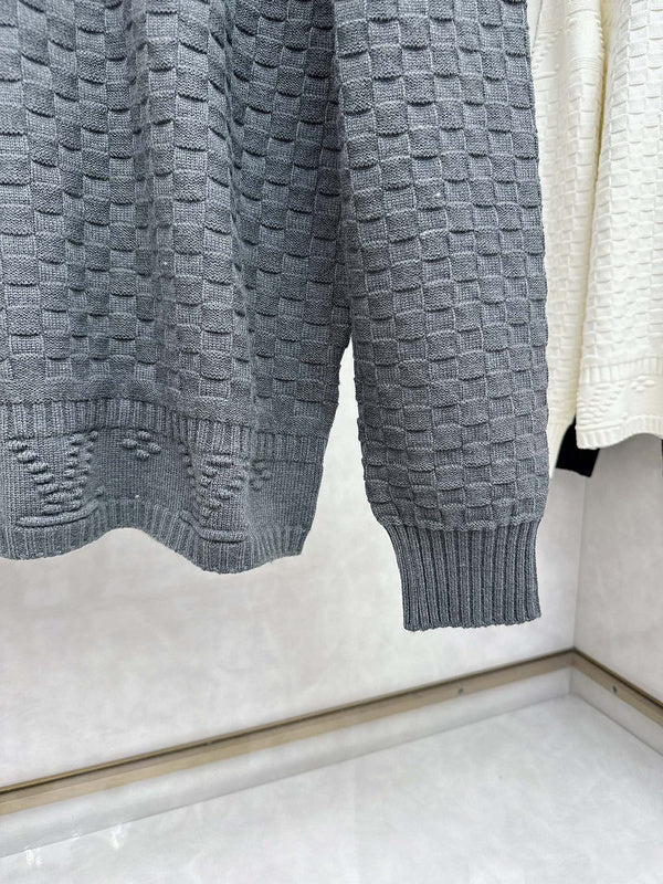 Front view of Louis Vuitton luxury clothing with runway-inspired design