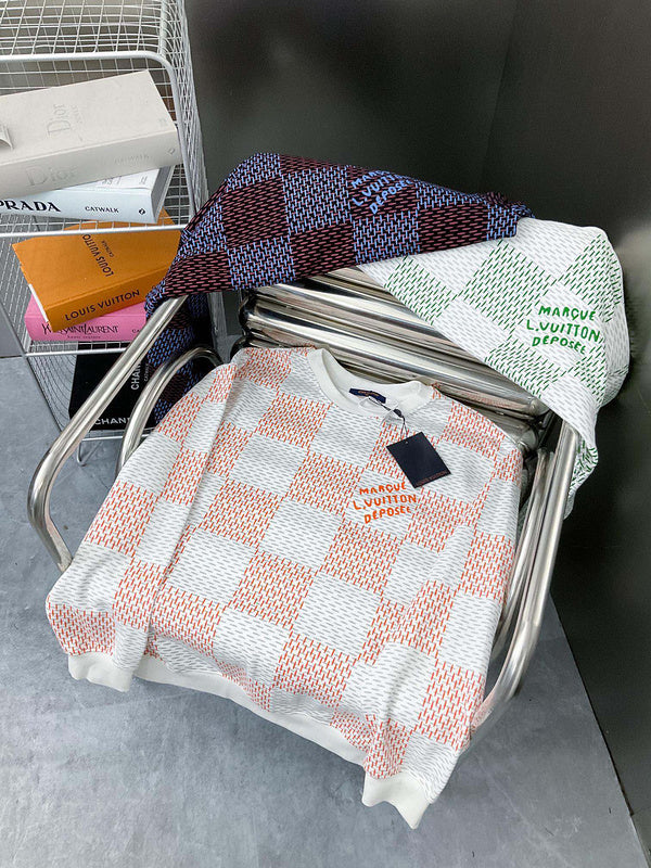 Side profile of Louis Vuitton luxury clothing with label-forward styling