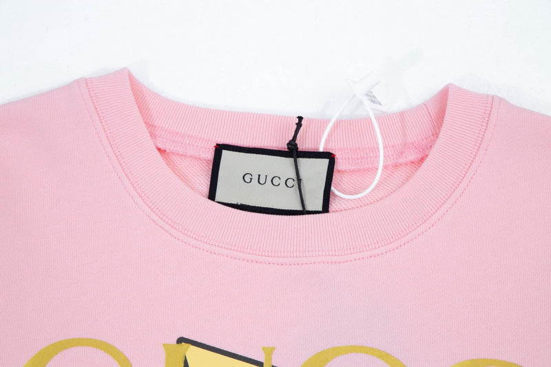 Close-up detail shot of Gucci luxury clothing with contemporary cut