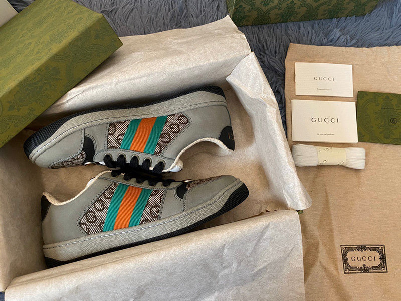 Gucci muted earth tones luxury sneakers view 10 heritage-inspired look