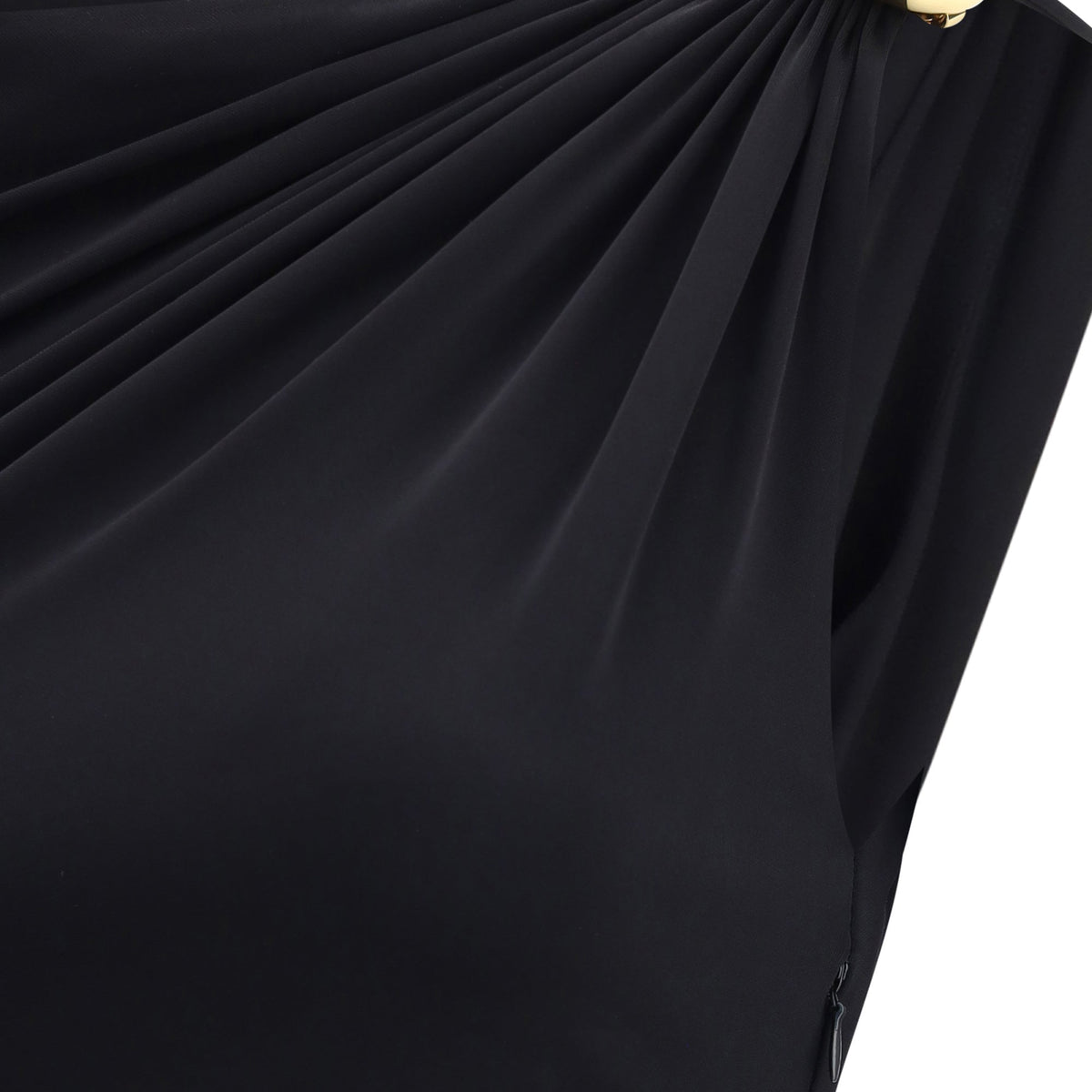 Close-up of Bottega Veneta cocktail dresses hardware and fine stitching