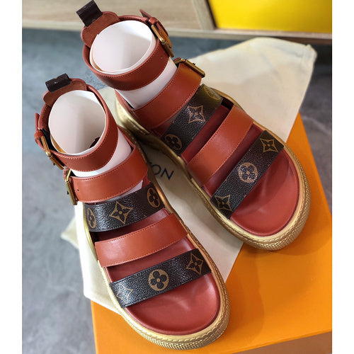 Louis Vuitton Red Slingback Heels - Full Silhouette View