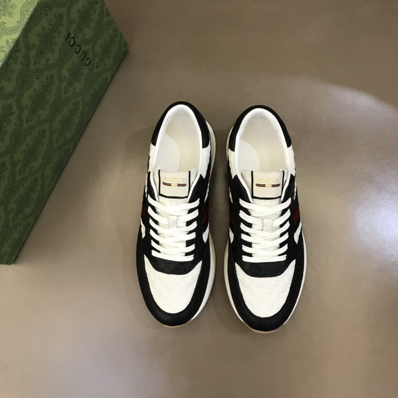 Gucci fresh white-and-black luxury sneakers view 10 signature lace-up style