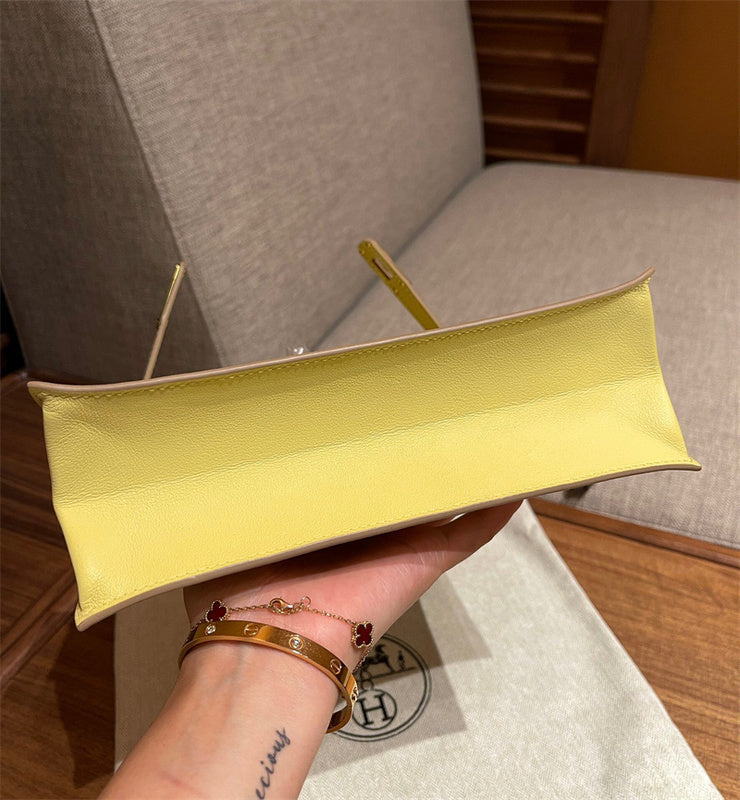 Side view of modernist structured handbag