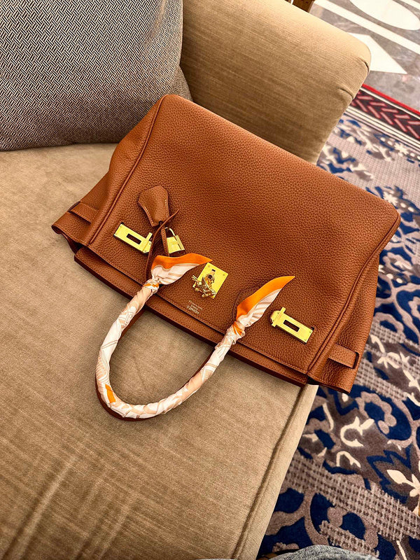 Side view of considered structured handbag