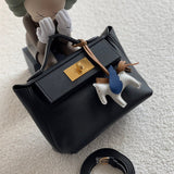 Side view of sophisticated structured handbag