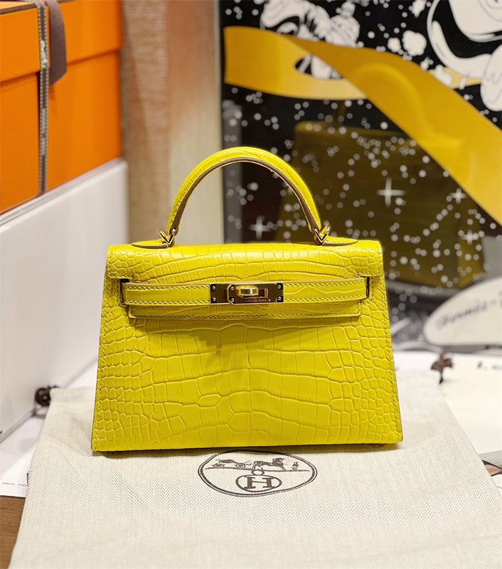 Side view of modern structured handbag