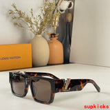 Close-up detail view of Louis Vuitton unisex sunglasses