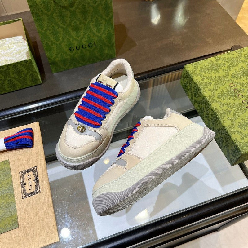 Gucci clean off-white luxury sneakers view 4 bold athletic profile