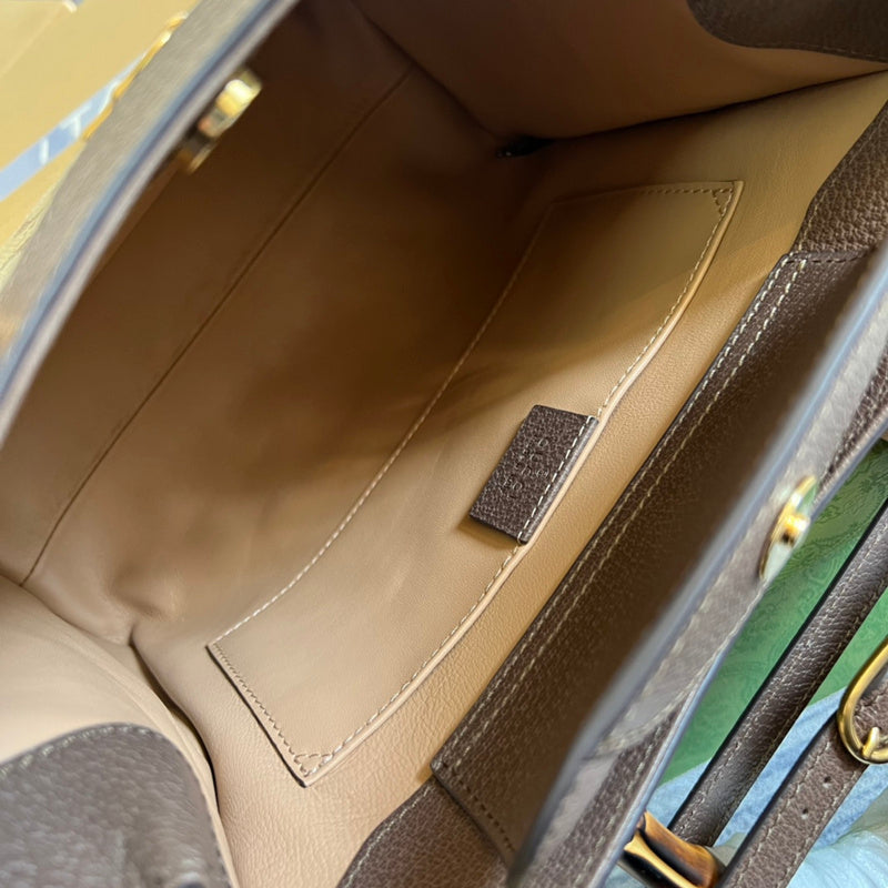 Side profile of signature structured women's handbag – women's premium purse